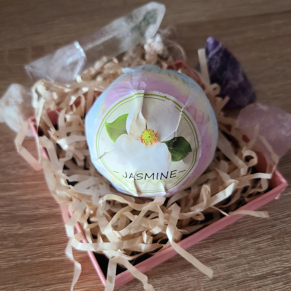 Jasmine scented bath bomb, self care accessories, bath soak